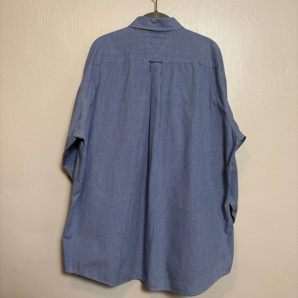 Tommy‎ Hilfiger Men’s Shirt Button Down Checkered 100% Cotton Blue Size 17 35